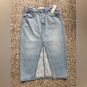 Light Blue Front Slit Denim Skirt